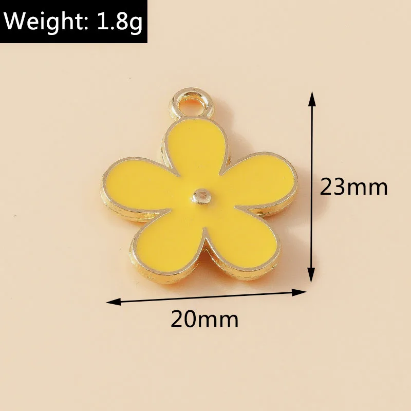 10pcs 20*23mm 6 Colors Cartoon Enamel Flowers Charms Pendants for Necklaces Earrings DIY Handmade Jewelry Making Accessories