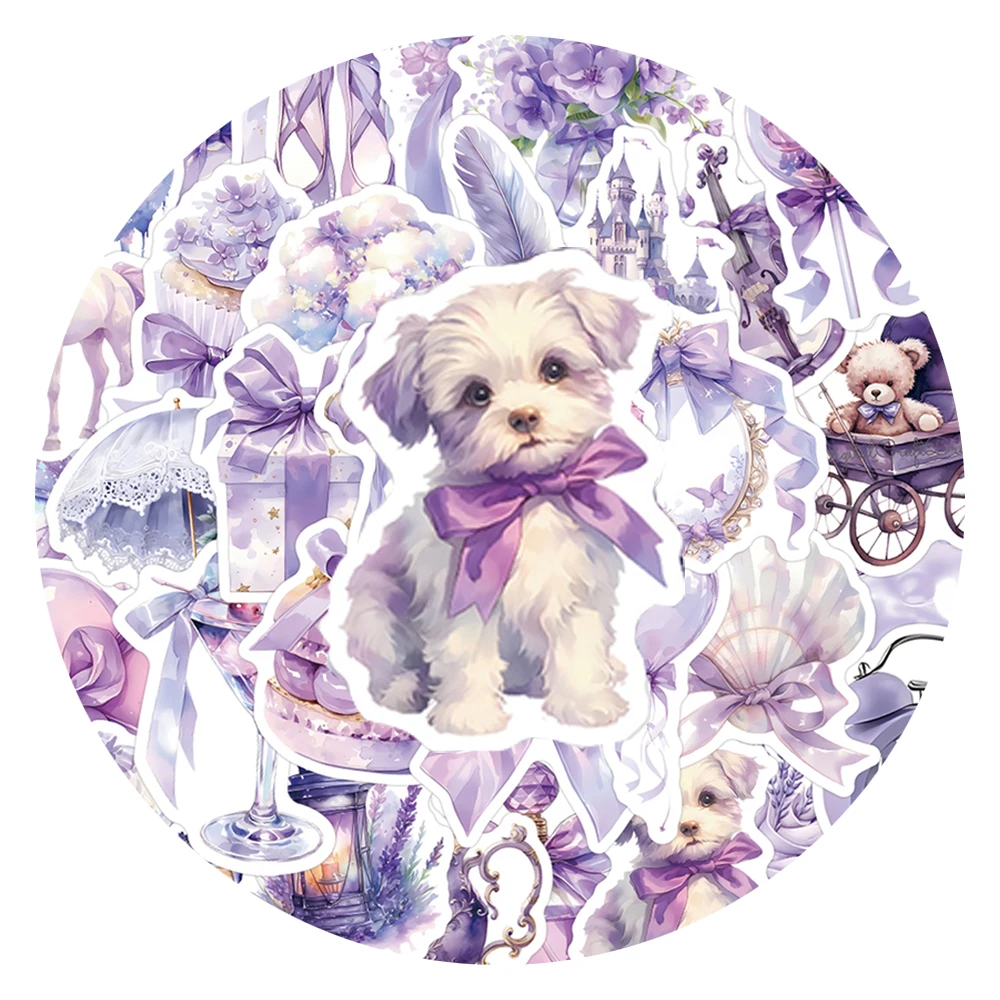 

10/30/60pcs Kawaii Purple Coquette Aesthetic Cartoon Stickers INS Style Decals DIY Motorcycle Laptop Bike Cute Girl Sticker Gift