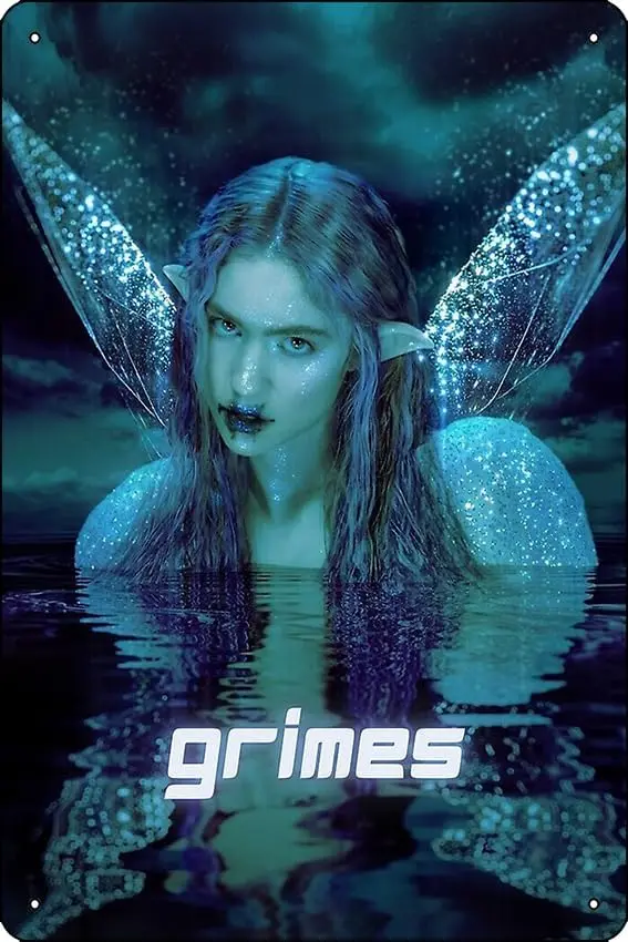 fairie blue green grimes design Poster Metal Tin Sign 12 X 8 Inch Funny Man Cave Home Office Bar Decor sign