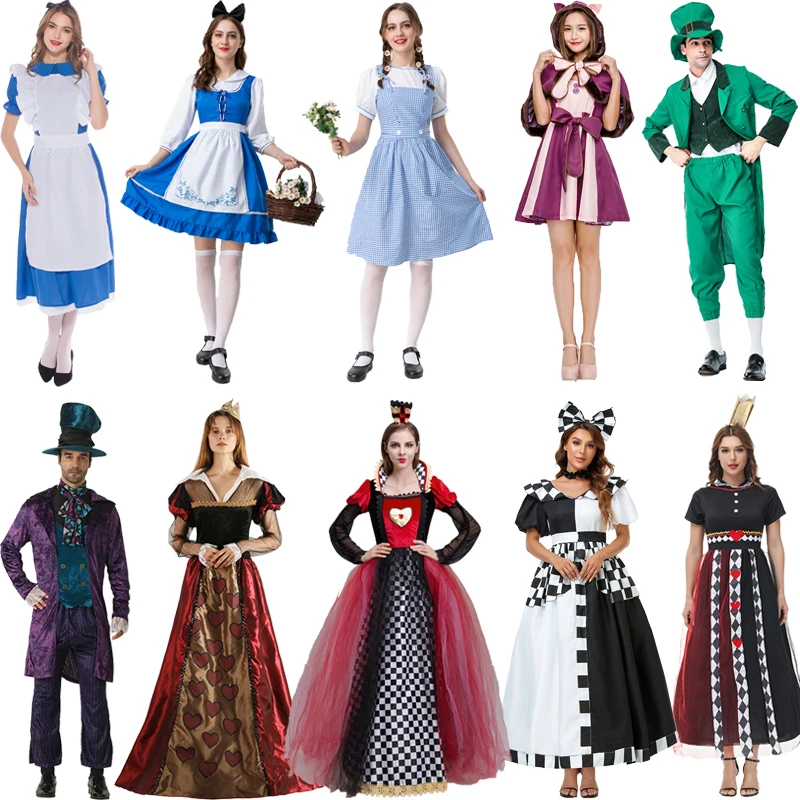 Halloween Alice im Wunderland Cos König Alice Weiße Königin Mad Hatter Eltern-Kind-Rollenspiel-Kostüm aus Polyestermaterial