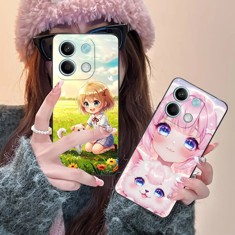 

Чехол для мобильного телефона Girl Dog Puppy для Xiaomi Redmi Note 14 13 12 11 S Pro Plus 4G 5G с цветным принтом, красивый чехол