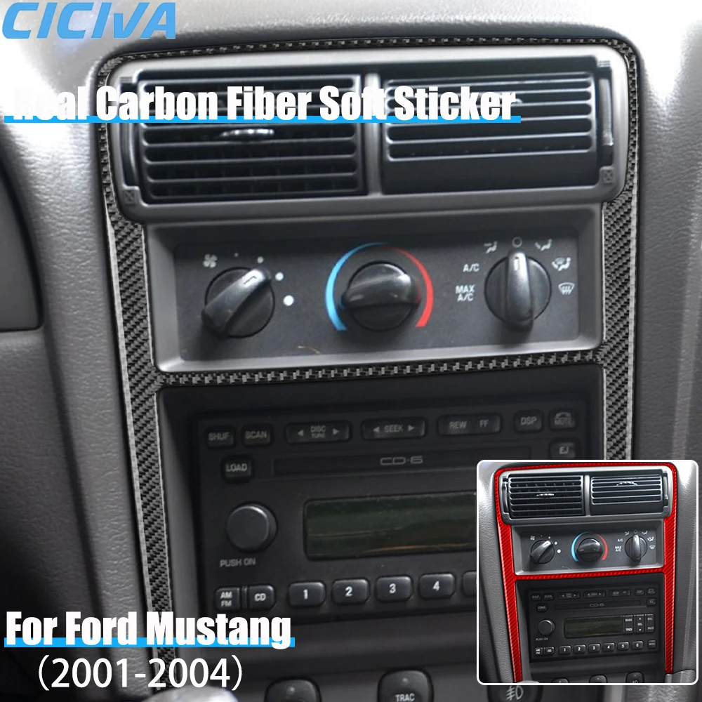 

Настоящее углеродное волокно, автомобильные аксессуары, рамка центральной консоли, мягкая наклейка для Ford Mustang 4-го поколения 2001, 2002, 2003, 2004,