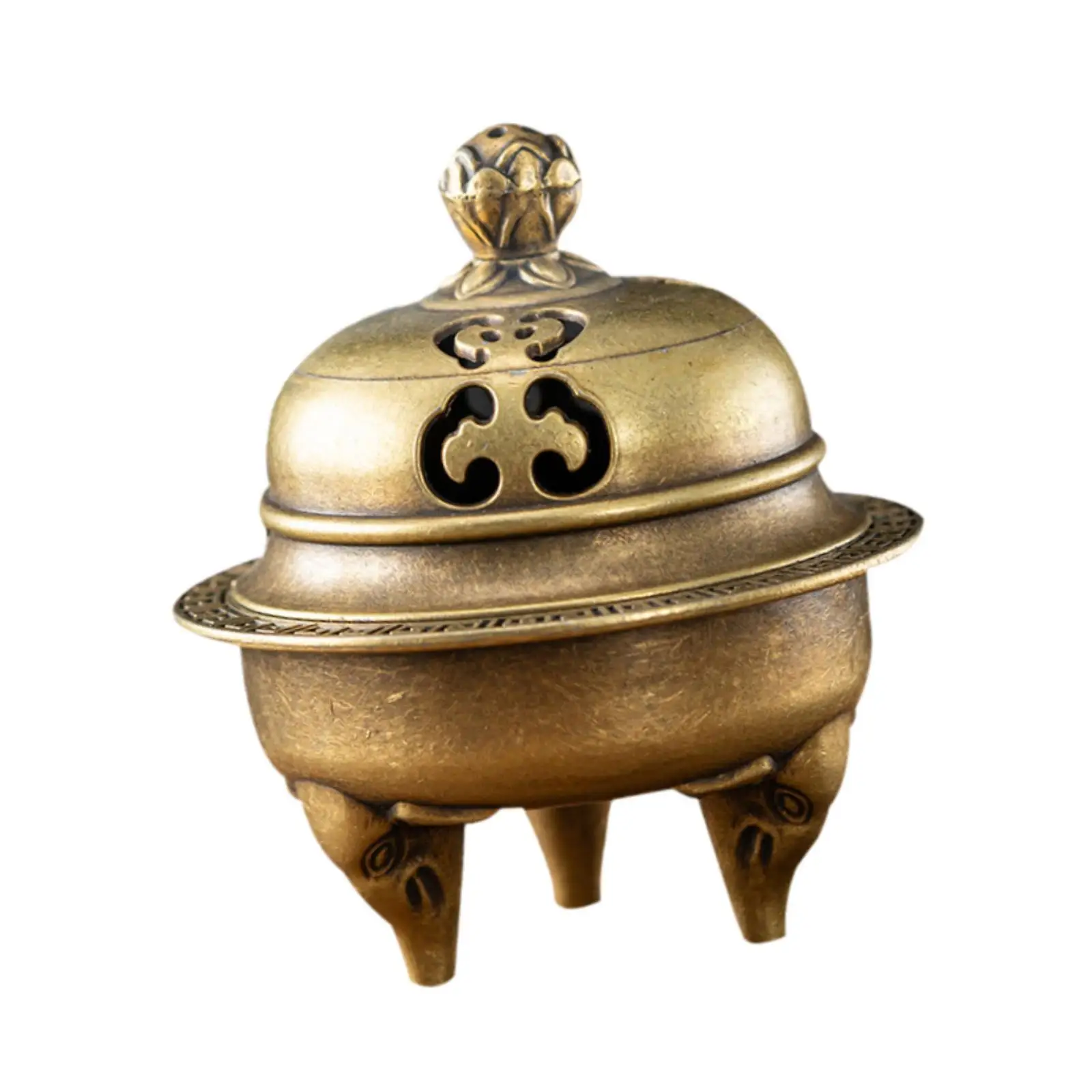 Metal Incense Burner Elegant Lotus Base Hollowed Bowl for Home Office Aromatic Incense Holder Decor