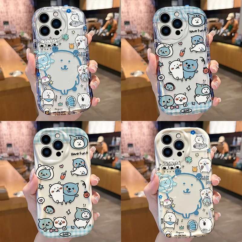 Мягкий чехол из ТПУ с 3D-волнами и мультяшным медведем Qoos для Google Pixel 7 8 9 10 Pro XL 5G, задняя крышка из мягкого ТПУ