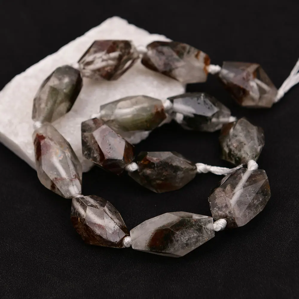 APDGG Natural Mix Color Ghost Quartz Faceted Triangle Nugget  Loose Beads 15.5" Strand Jewelry Making DIY