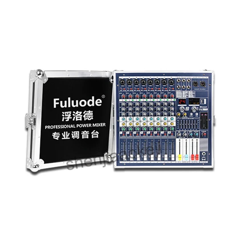 Mezclador de potencia profesional, mezclador profesional LCD Dual de alta potencia con gabinete de escenario, efecto de reverberación Bluetooth, 220V, 1800w