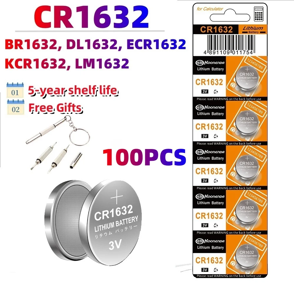 高速配信 20-100 個 CR1632 リチウムボタン電池 DL1632 BR1632 LM1632 ECR1632 3V コイン電池電池時計リモートキー