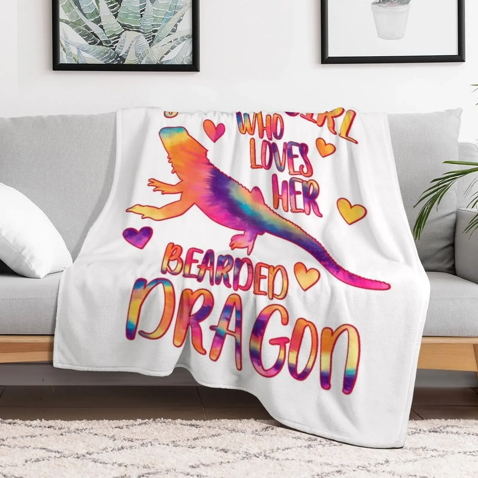 New Just a Girl who loves her Bearded Dragon Throw Blanket Soft Solid Color Blanket for Couch Bed