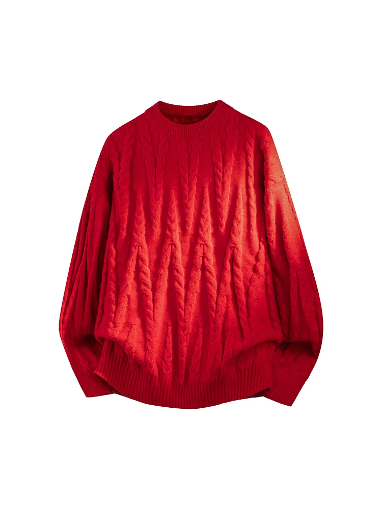 

Мужской красный вязаный свитер Mmoptop с круглым вырезом, весенний, повседневный, для ношения под одеждой, термо, комфортный, на флисовой подкладке из нейлона, свободного кроя