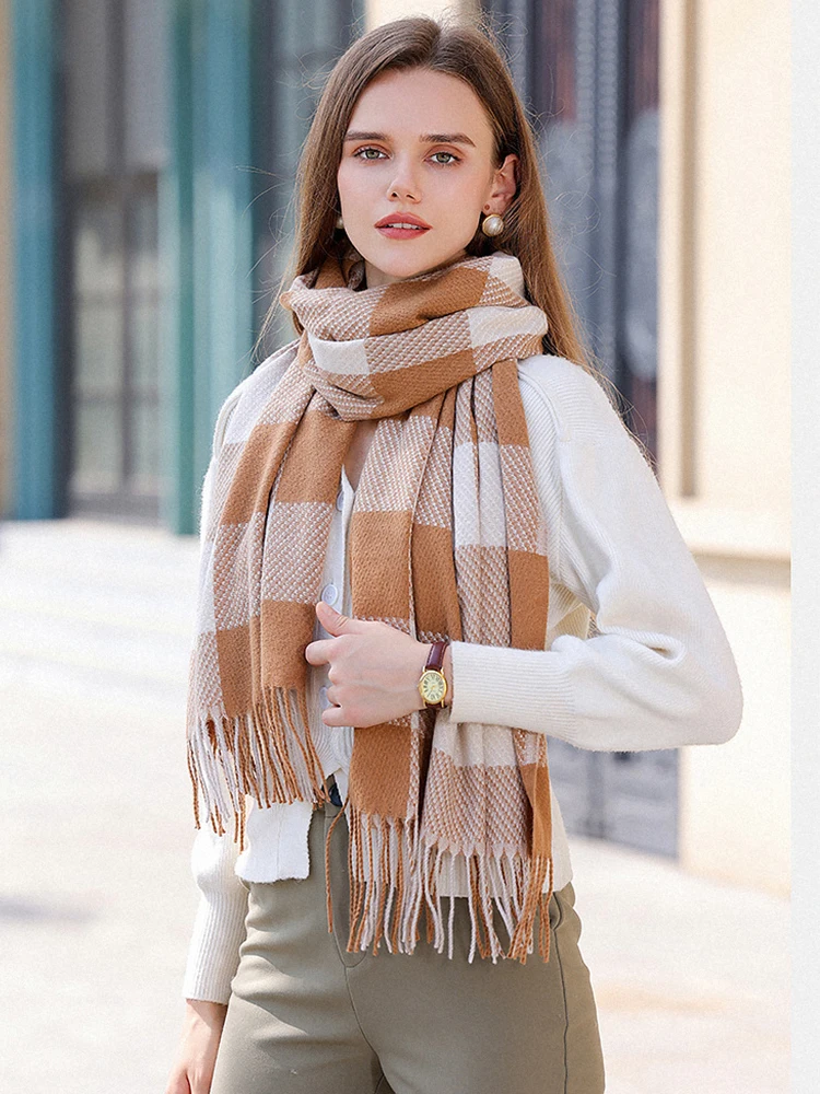 Fashion 2023 Winter Scarf Women Men Imitation Cashmere Plaid Warm Scarve Pashmina Mujer Female Male Foulard Bufanda Wrap Shawl