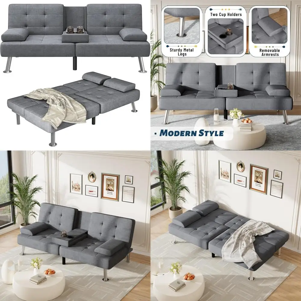 أريكة سرير فوتون قابلة للتعديل مع حامل أكواب لغرف المعيشة والمكاتب #1