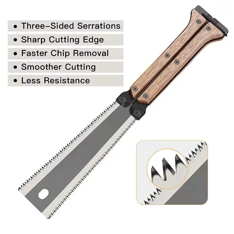 Pull Saw Double Edge Woodworking Tools Hand Saw Foldable Expert Woodworking Saw for Smooth and Precise Cuts