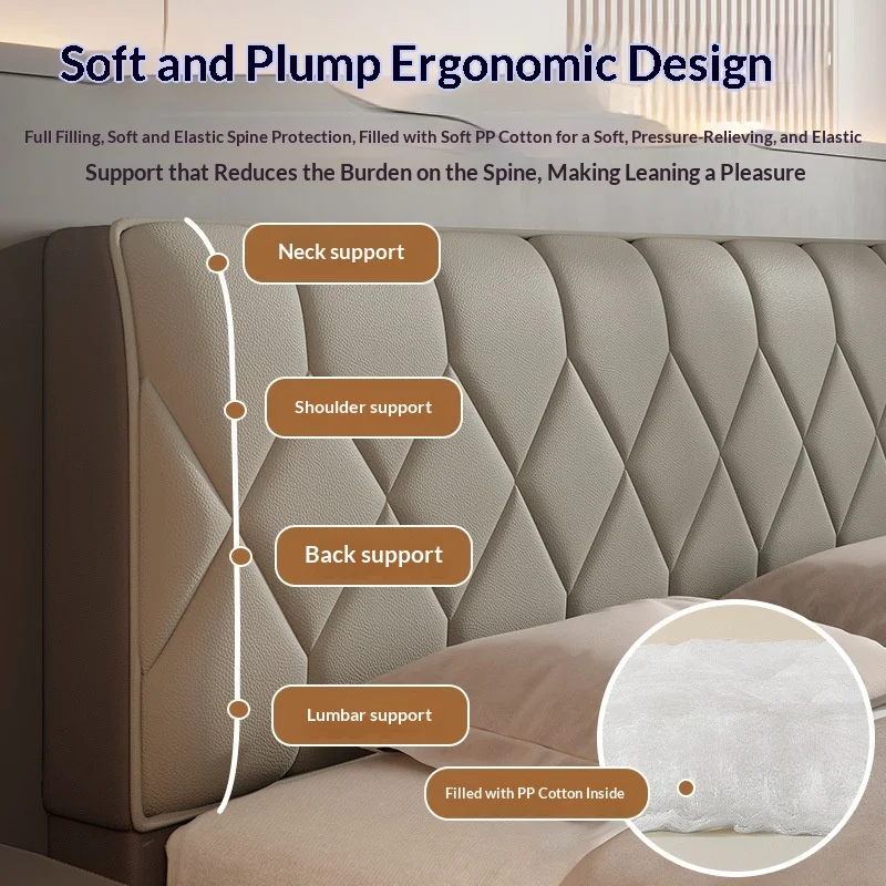 1PC Thicken Imitation PU Headboard Cover Soft Skin-friendly Quilted Bed Head Cover Dustproof Headboard Protector Cover