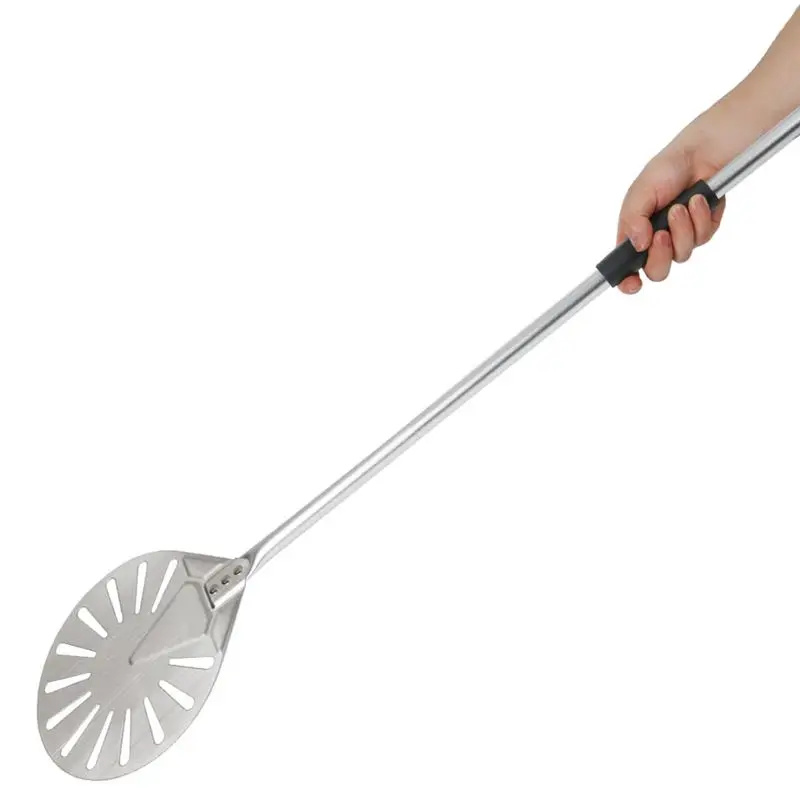 AEE4-9 Inch Stainless Steel Pizza Turning Peel With 56 Inch Overall Long Pizza Shovel Alloy Handle Pizza Oven Shovel