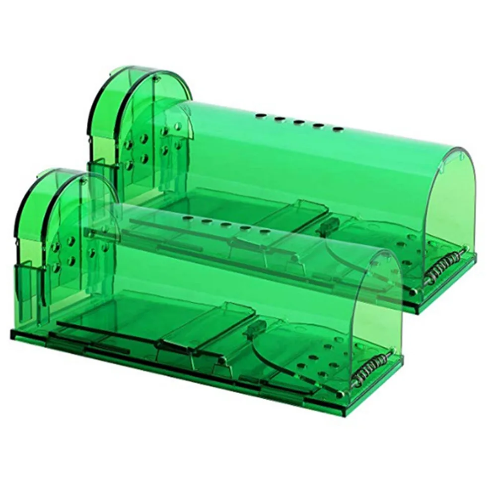 

2 Pcs Green Plastic Durable Mousetraps Live Catch And Release Smart No Killing Reusable Mousetraps