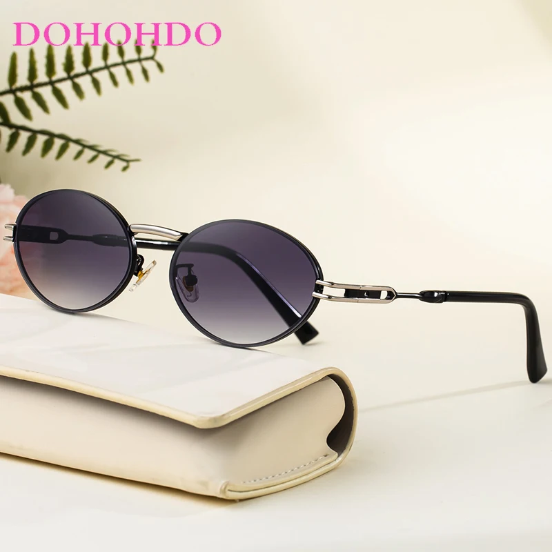 

Luxury Designer Oval Metal Sunglasses Women Popular Retro Brand Small Frame Men Eyewear Outdoor Travel Ladies Sunglasses UV400