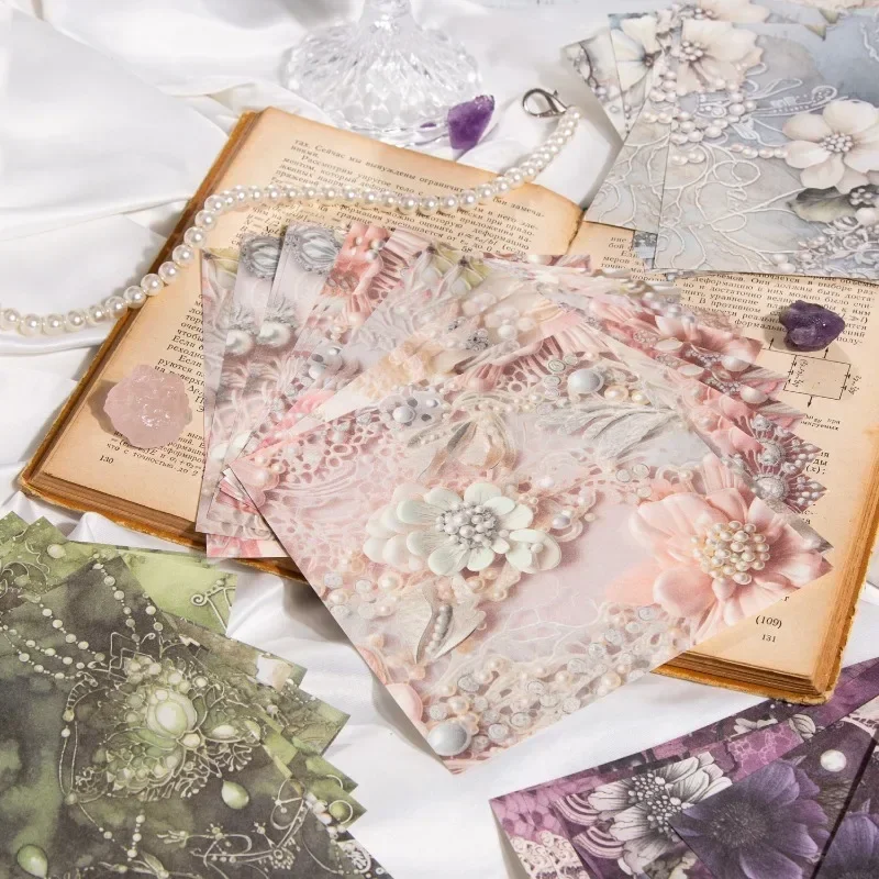 30Pieces Gem Romance Series Paper Pad Vintage Journal Decoration Supplies DIY Collage Luxurious Style Paper Cute Decoration