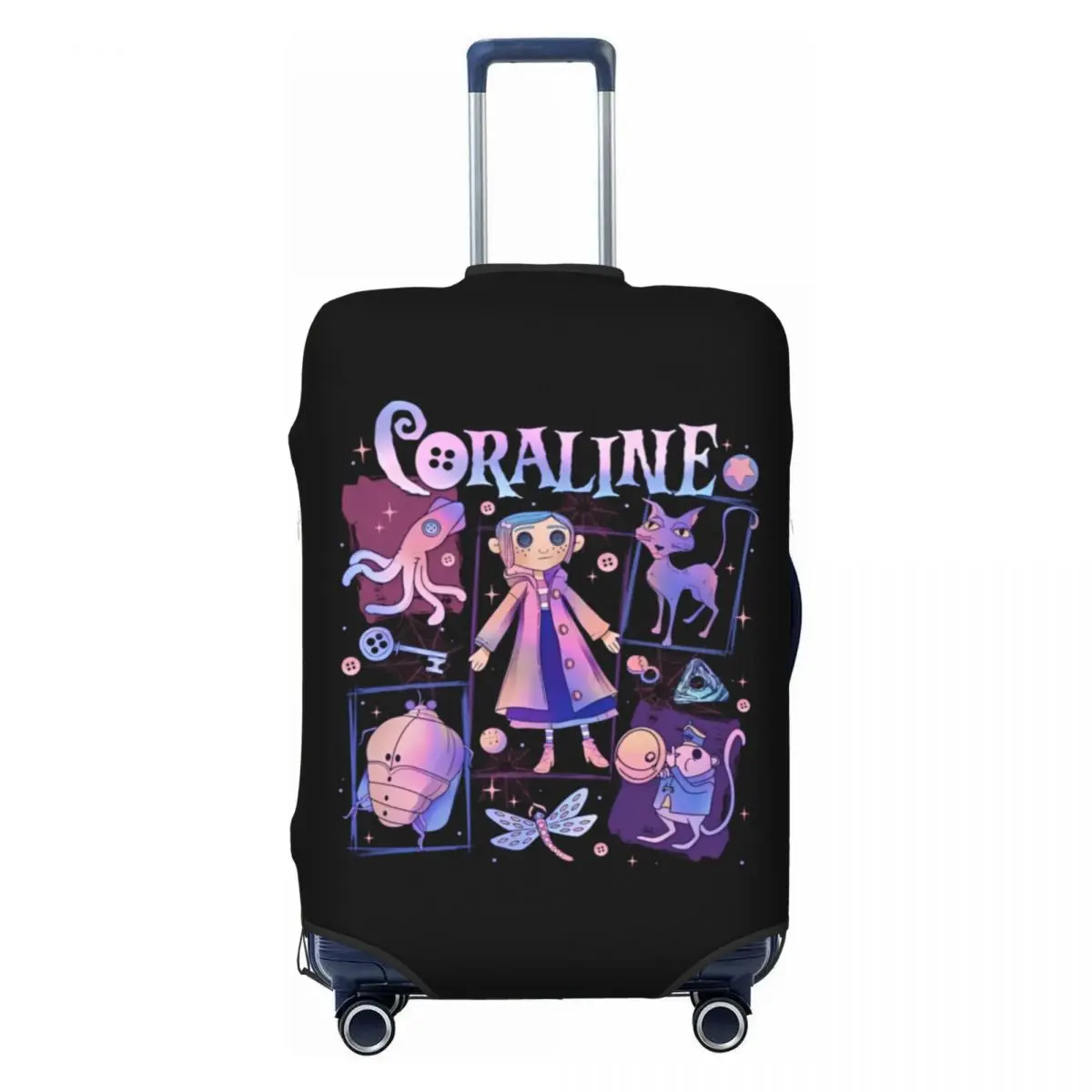 

Custom Cute Horror Halloween Movie Coraline Luggage Cover Protector Elastic Travel Suitcase Covers