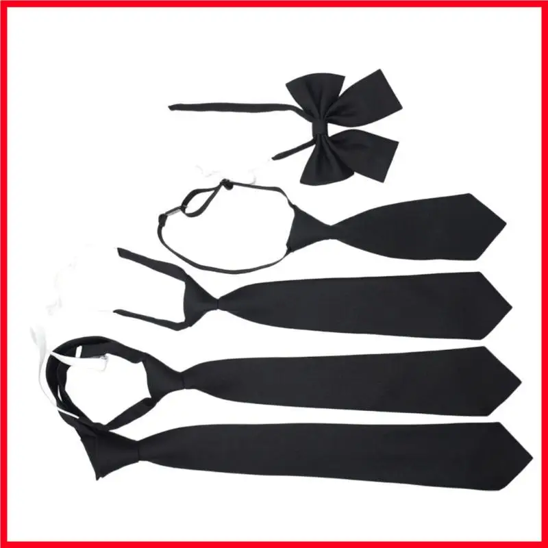 

F3MF Women Pre-Tied Black Necktie Campus School Uniform Tie Neckwear Bowtie Bowknot