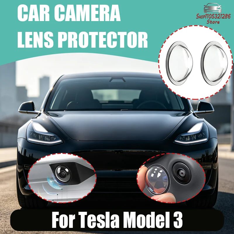 For Tesla Model 3 Car Camera Protective Cover,Lens Cover Specific,Car Mounted 360 Reverse Camera Protective Cover,Univer