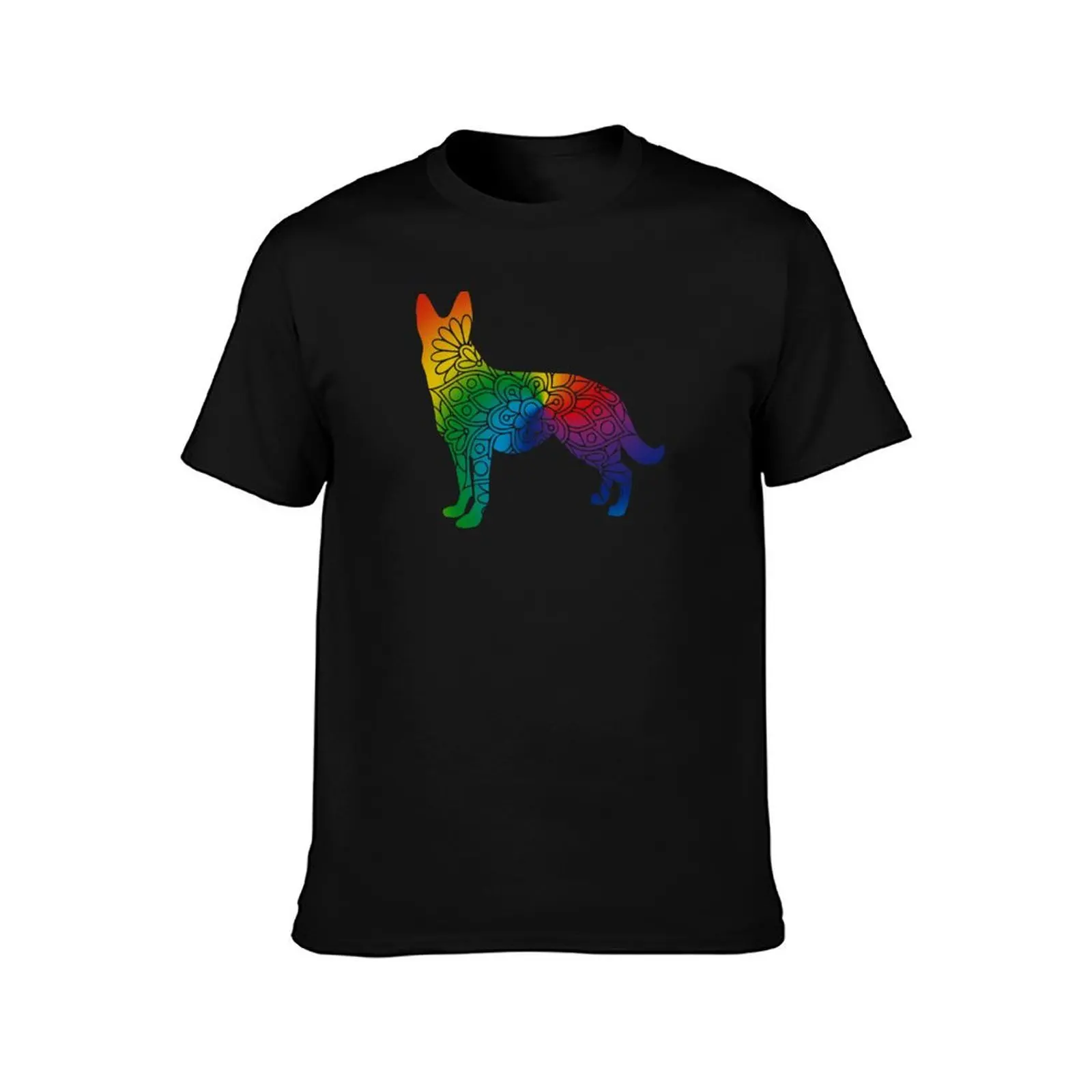 German Shepard Warm Colors T-Shirt Large Size Short Sleeve T-Shirt