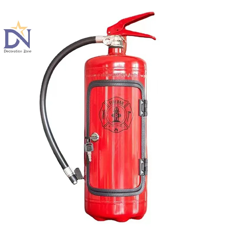 Fire Extinguisher Shape Wine Box Ornaments Mini Bar Wine Cabinet Crafts Decoration Champagne Liquor Storage Box Fireman's Gifts