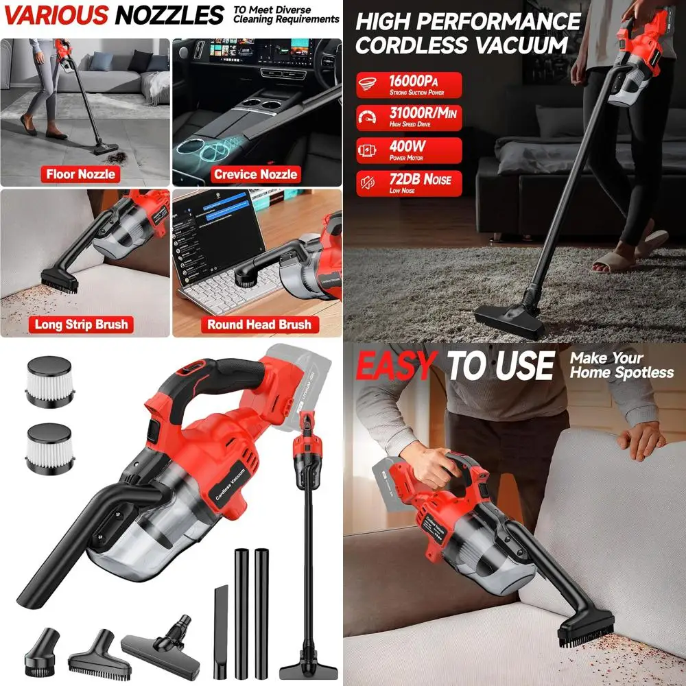 

M18 Compatible Cordless Handheld Vacuum, 5-in-1 Portable Cleaner for Home and Car, Pet Hair Removal with 2 Washable HEPA Filters