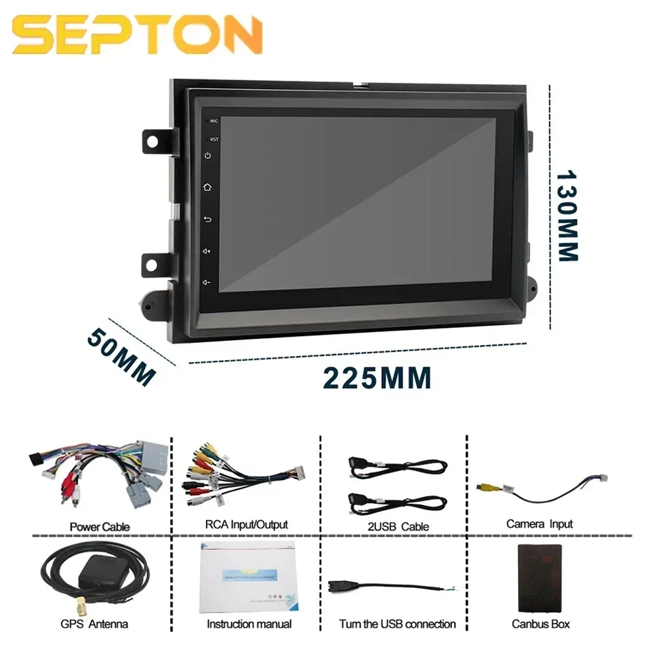 SEPTON Android 12 CarPlay Car Radio for Ford 500 F150 Explorer Edge Escape Sport Lincoln Expedition Mustang Player GPS Wifi