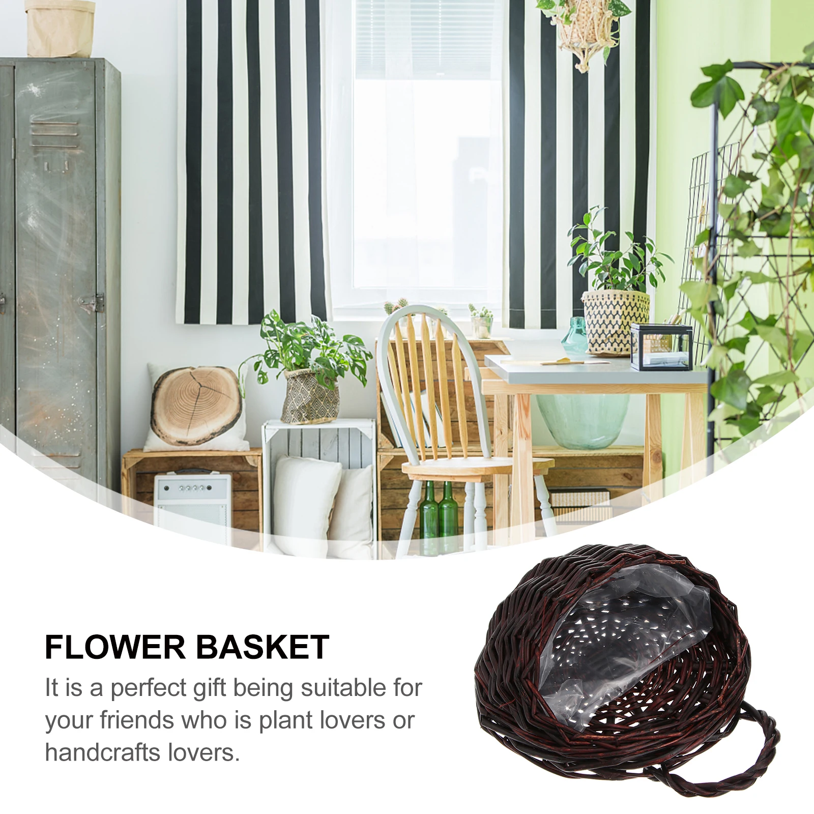 

Woven Flower Basket Durable Wall Hanging Balcony Decoration Straw Vase Plant Pot Storage Craft Gift Home Textile