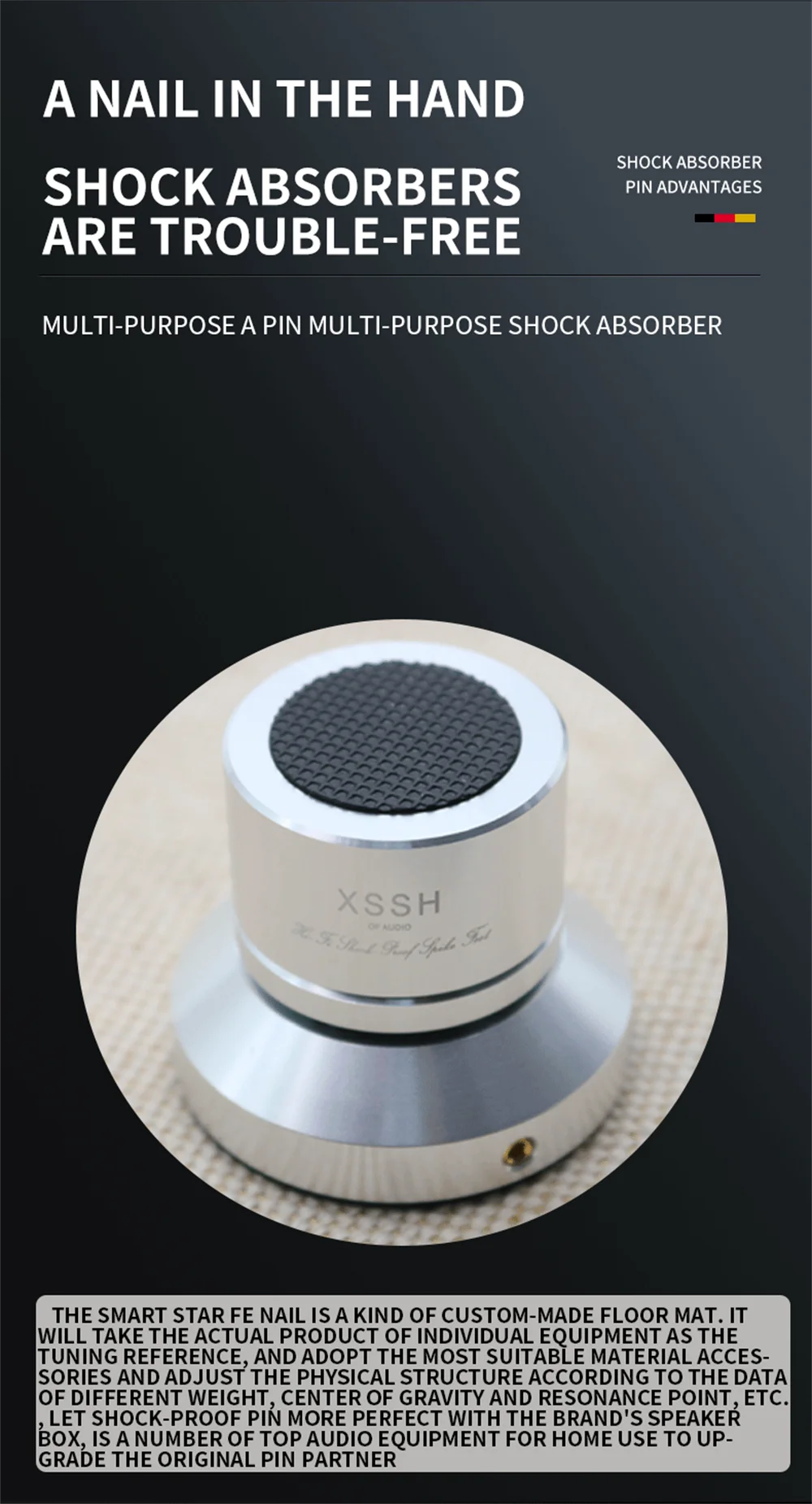 Stoßdämpfer Spike Home Theatre System Stahl Einstellbare Kabel Fach Pad FE Keramik Ball Fuß Basis Lautsprecher Stand ISOLATION Füße – Detail 6