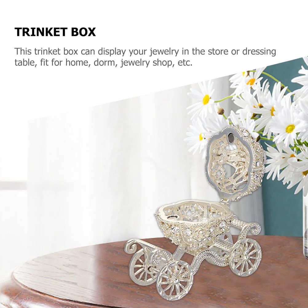 Pumpkin Carriage Trinket Box Jewelry Storage Display Case For Ring Necklace Home Decor Metal Keepsake Organizer