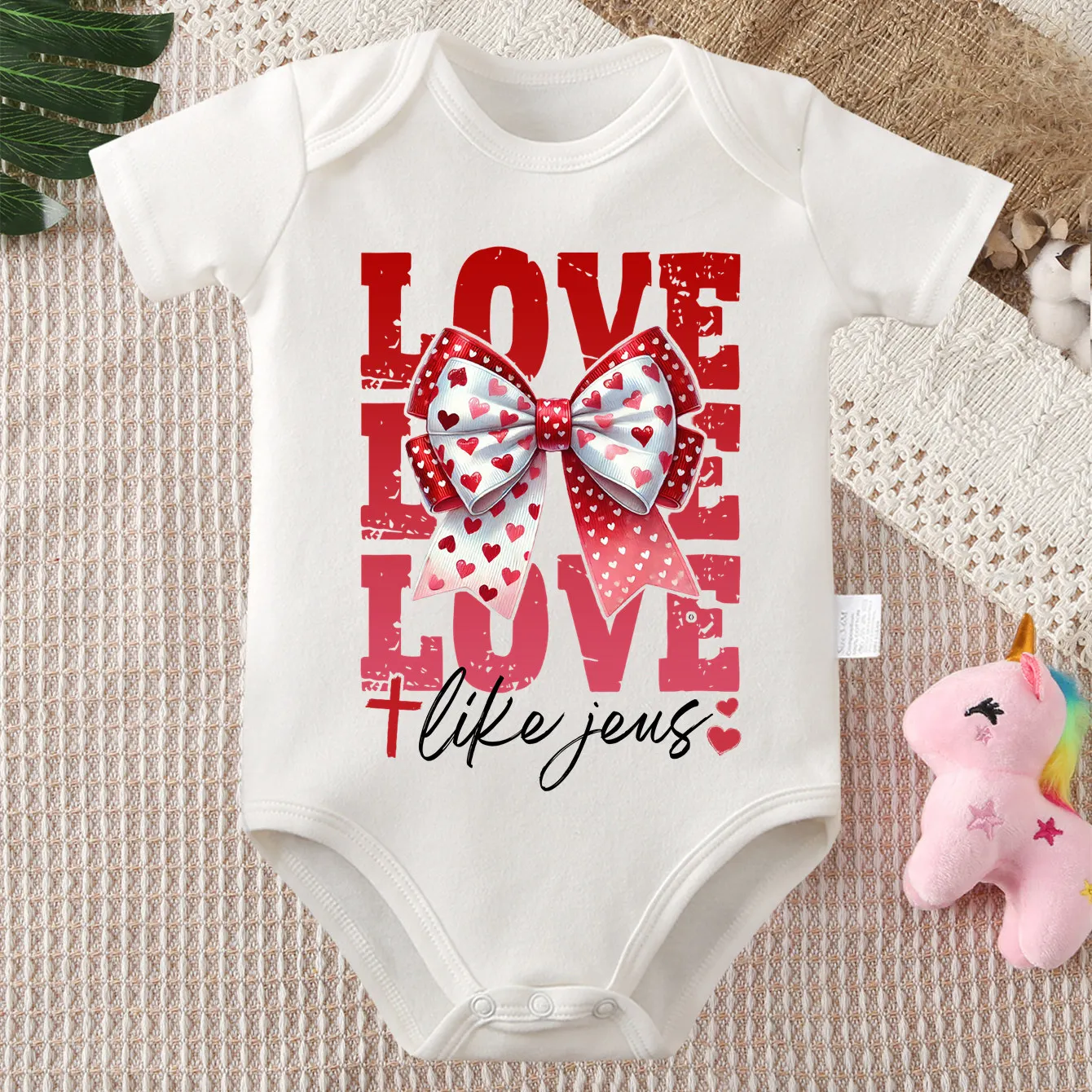 

Хлопковый комбинезон-боди с принтом «Сердечки и бантики» для новорожденных от 0 до 12 месяцев, розовый, комфортный