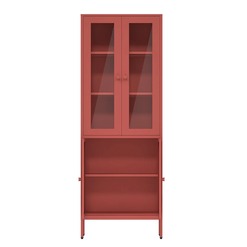custom.Hot Sale Durable Steel Book Display Shelf Metal Storage Cabinet with Glass Living Room Furniture Bedroom Applic