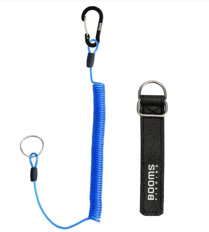 Booms Fishing T01 2M Coiled Lanyards Karabinerhaken mit Rutenbändern für Angelrute und Kescher – Detail 5