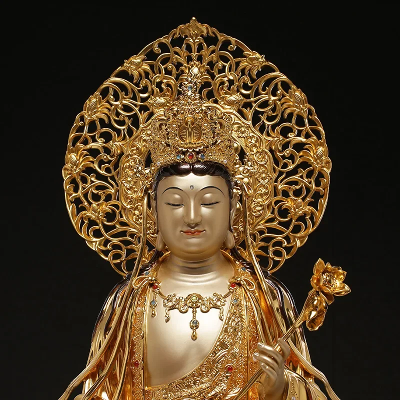 DSA brass filament sticker gold inlaid treasure Western three saints and  lotus Guanyin general trend to  Amitabha Buddha