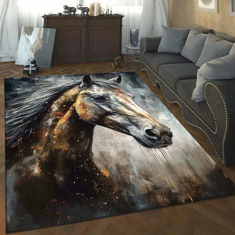 

Потрясающий ковер с портретом лошади для современных гостиных - художественный дизайн животных, идеи полов, нескользящий ковер