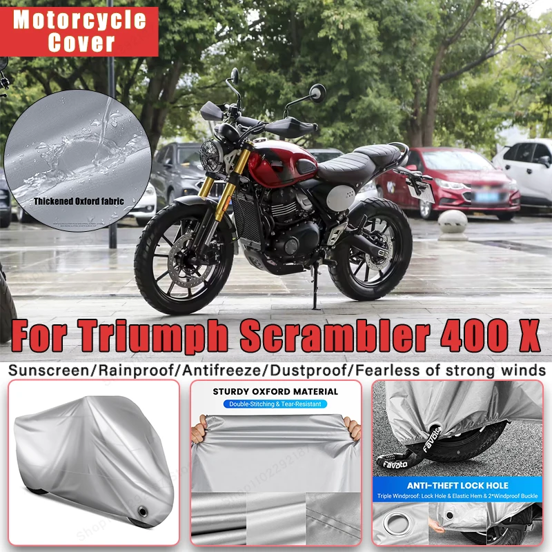 

For Triumph Scrambler 400 X No Ear Motorcycle Cover -Outdoor Full Body Protection, Waterproof Dustproof Sunscreen Moto Accessory