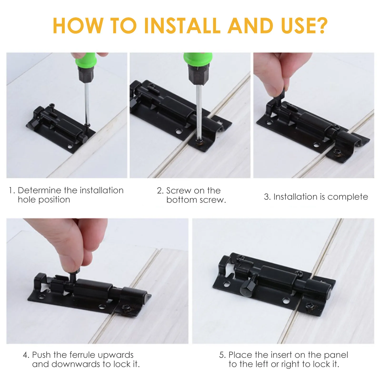 Stainless Steel Sliding Door Latch Lock with Padlock Hole Security Bolt Lock for Interior Exterior Cabinet Gate Window