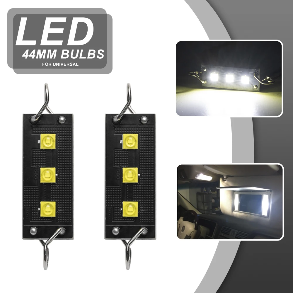 Iluminação de led para automóveis, 2x44mm, 1.73 ", loop rígido, festão, lâmpadas dome 561, 562, 567, 564, para espelho de porta-malas