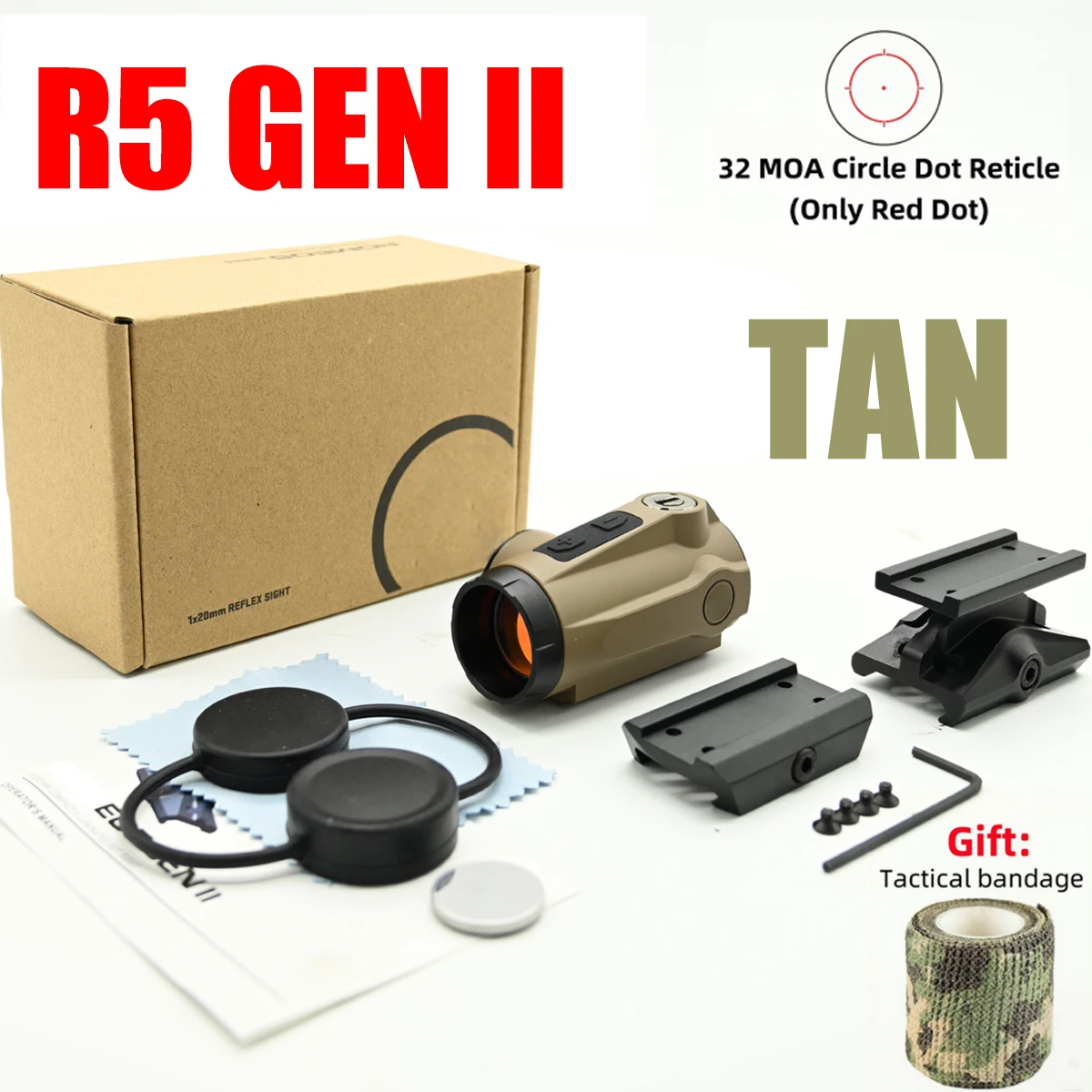 R5II Red Dot Verlichte Holografische Richtkijker 3x/5x Vergroten Side Flip Tactische Combo Reflex Scope Sight Kit Collimator