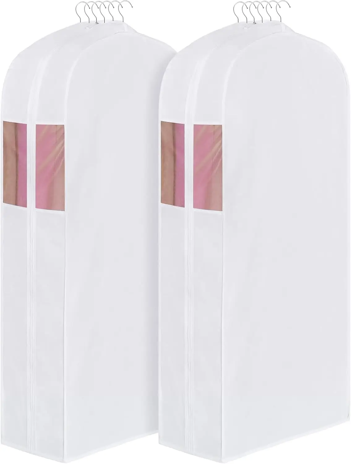 

Премиальные хлопковые чехлы для одежды, 60 дюймов, моющиеся, с полной молнией и прозрачным окном - 2 штуки в упаковке