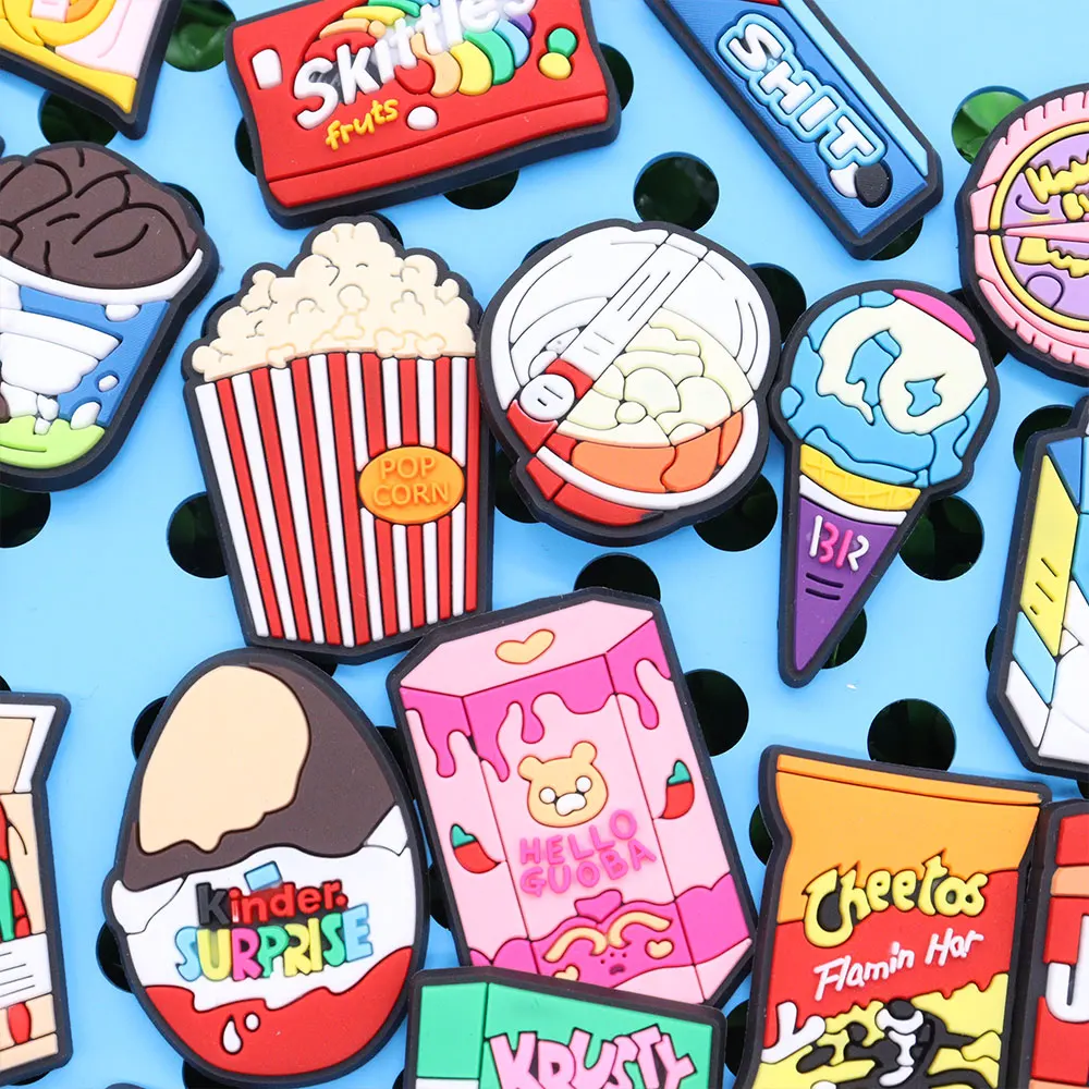 New Arrival 1Pcs Popcorn Chocolate Chips Mix Snacks Charms Adult Shoe Buckle Accessories DIY Party Present