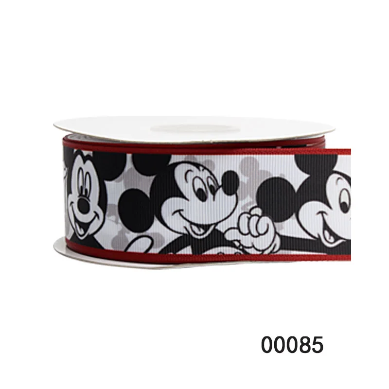 10yards Disney Mickey Mouse Cartoon Grograin Ribbon 25mm for Bows Printed DIY Craft Supplies Handmade Decoration Materials