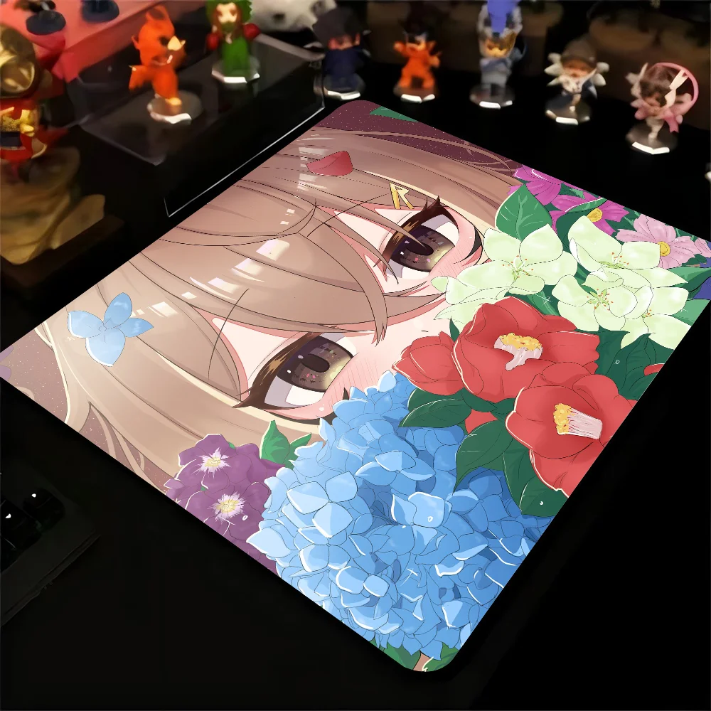 Pequeno LockEdge Mouse Pad para Gamers, Desk Pad para Computador, Borracha Anti-Slip, Mumei Nanashi, Hololive Girl, Anime