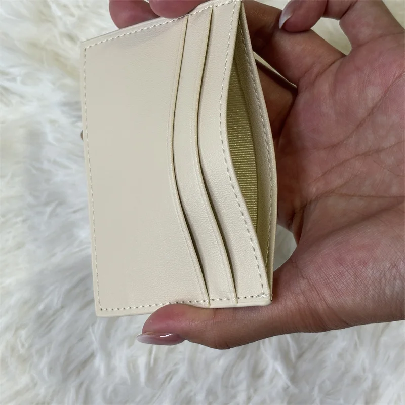 Solid Hand Sewn Women ID Card Holder Credit Card Gift Box Multi Slot Slim Card Case Passport  wallet Card Wallet Man Coin Purse