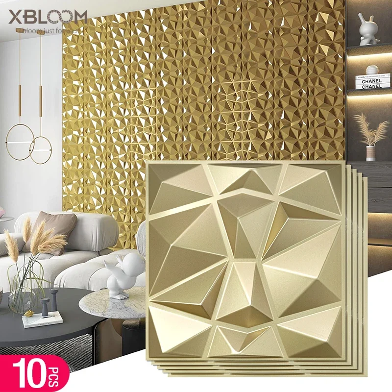 10pcs Esports games Creative Diamond Gold Mosaic 3D Wallpanel Living Room Background Modern Three-dimensional wall sticker Decor