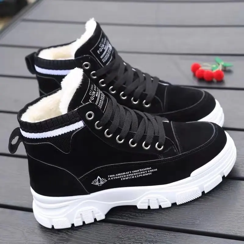 Comemore Winter Women\'s Cotton Shoes Plush Thick Warm Booties Woman 2022 Female Ankle Boots High Top Sneakers Snow Short Boot 40