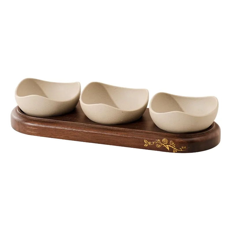 

Wooden Dried Fruit Plate Household Coffee Table Clay Snack Bowl Creative Nut Plate Fruit Plate Acacia Muto Hotel Restaurant