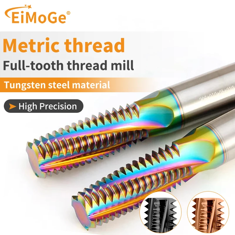 Fresa de Roscar Completa de Carburo Sólido para Máquina CNC EiMoGe M3 M4 M5 M6 M8 M10 M12 M14 M16 M20 M24