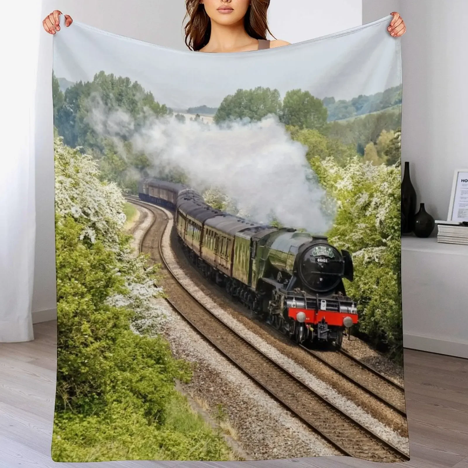 

A3 Class 60103 Flying Scotsman Steam Locomotive Throw Blanket Cozy Throw Blanket Birthday Gift for Him Her